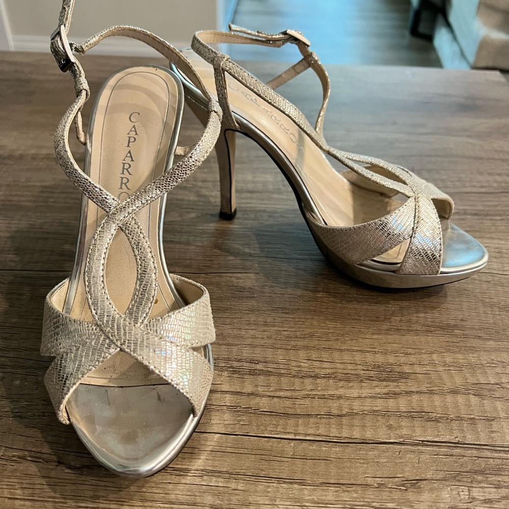 Dressy silver heels